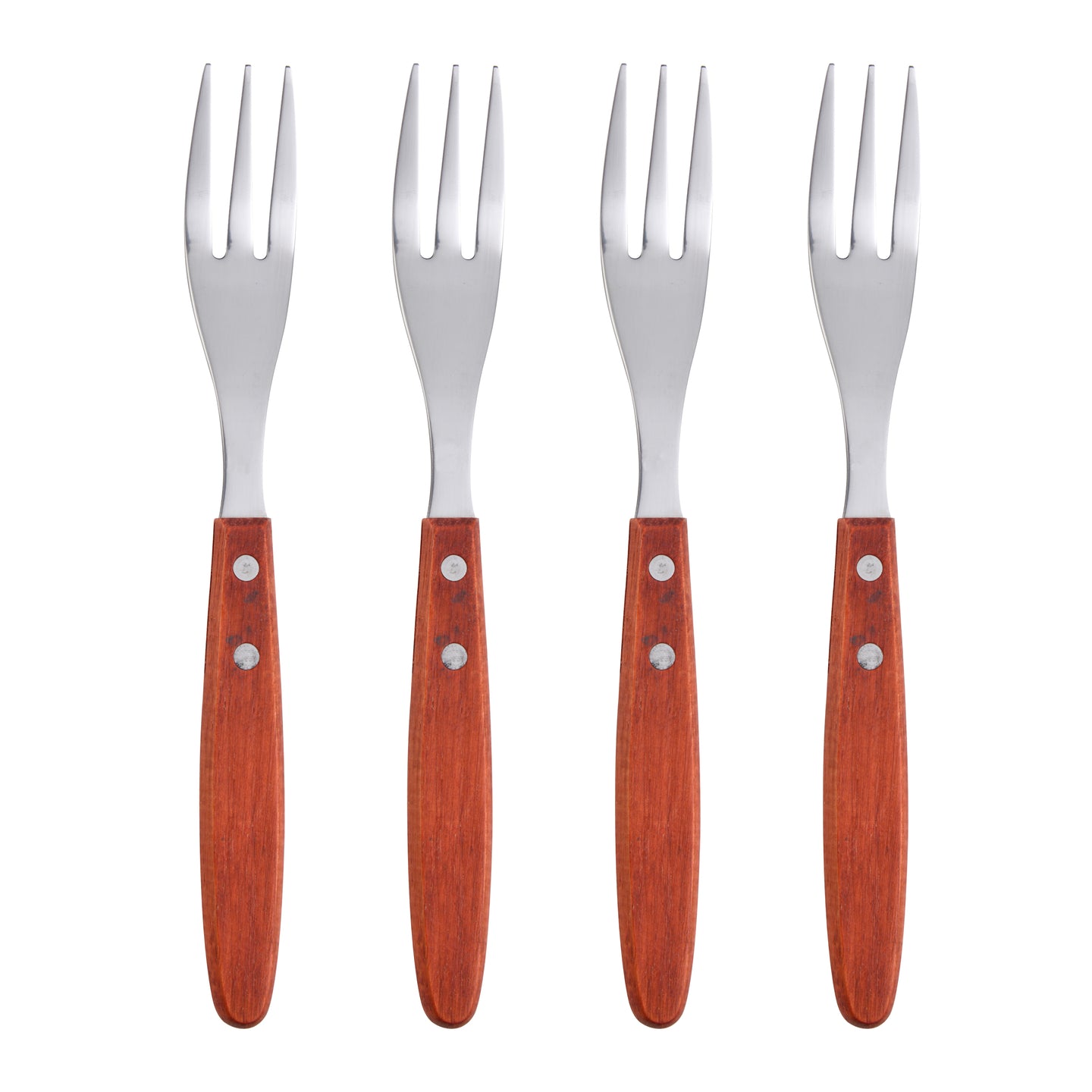 Set 4 Tenedores de mesa madera y acero inoxidable Bergner